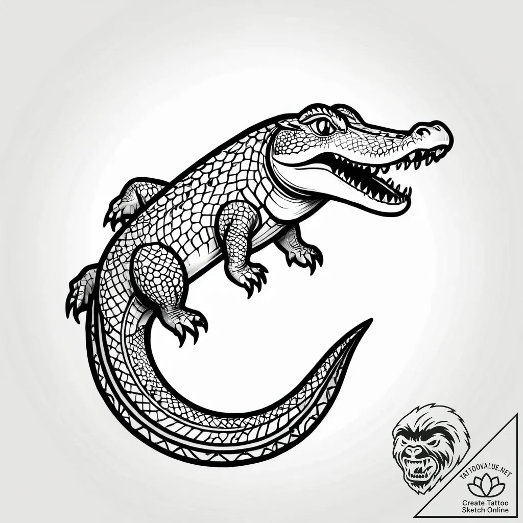 Crocodile with glowing hieroglyphs on its sca... - style Jagger Old - tattoo sketch (14.11.2025 12:51)
