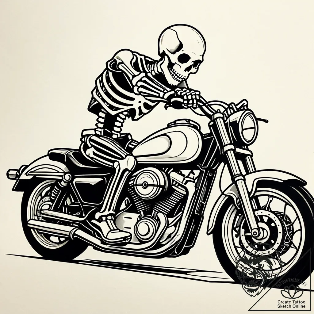 Animated skeleton riding motorcycle, tattoo s... - style Jaeger Simple - tattoo sketch (14.11.2025 13:22)