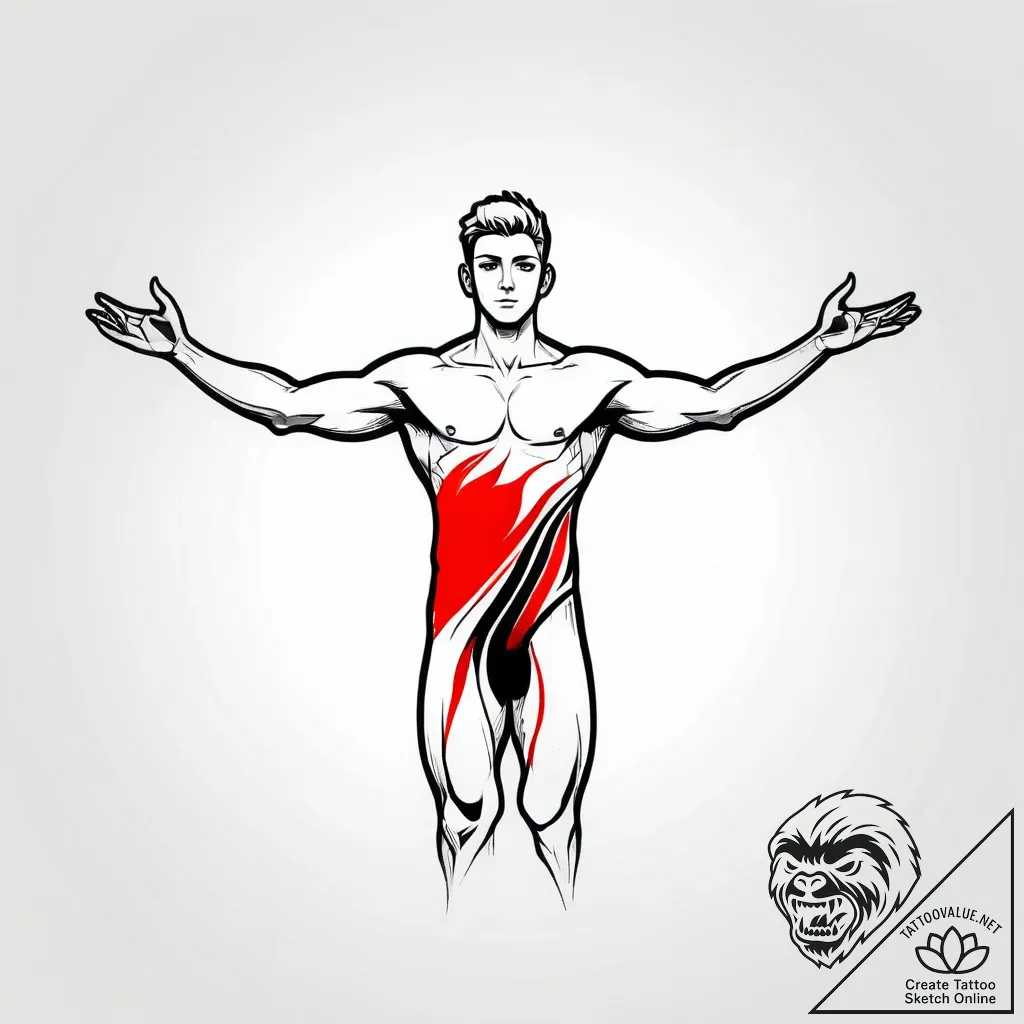 Tat tattoo sketch, the boy with open arms emb... - style Jagger Old - tattoo sketch (14.11.2025 13:51)