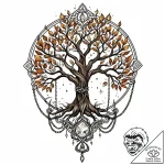 Quartz chain binding spectral tree, tattoo fl… – style Jaeger Mini – tattoo sketch (14.11.2025 14:06)