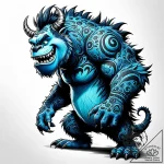 Tattoo sketch, sulley roaring with fur textur… – style Jaeger Simple – tattoo sketch (14.11.2025 14:22)