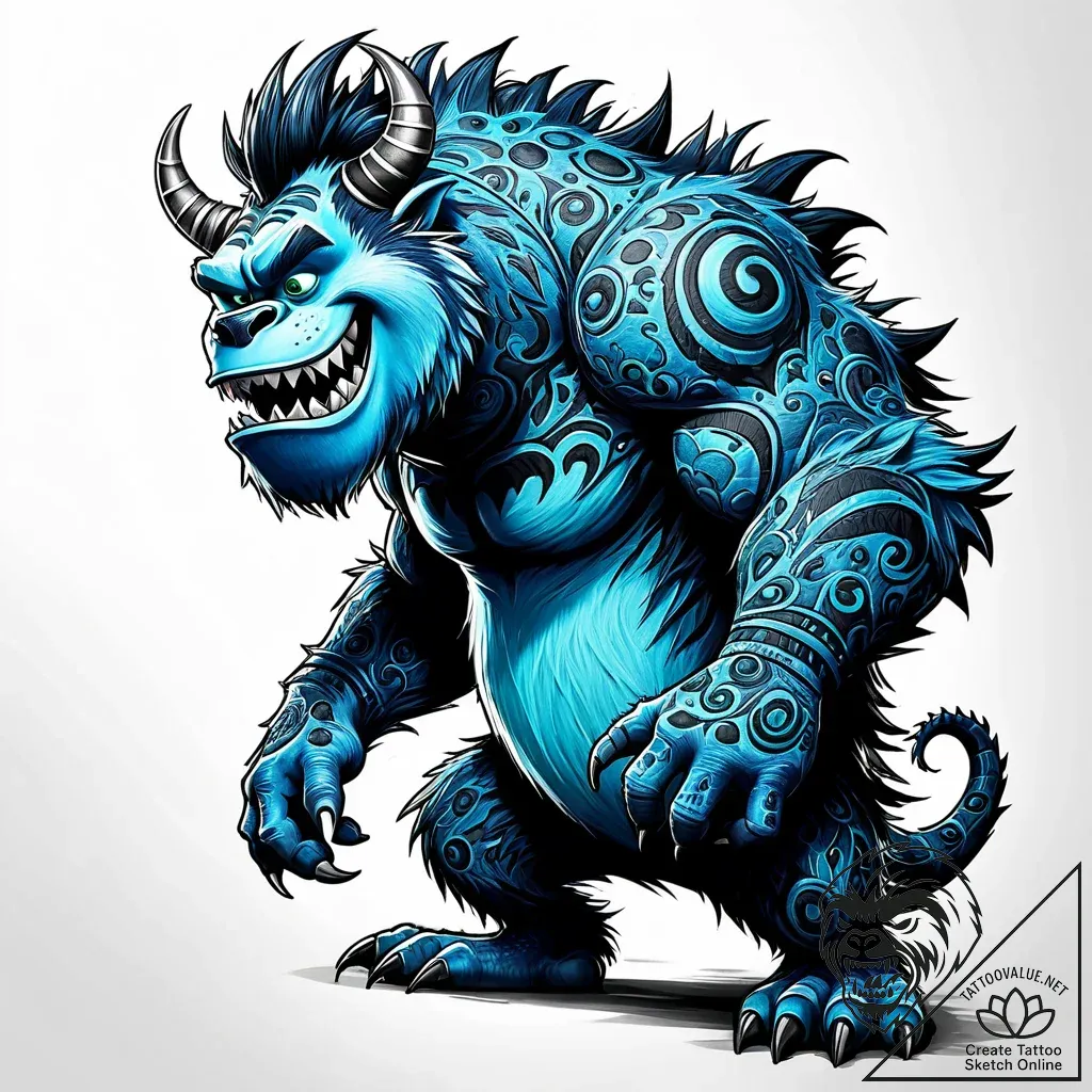 Tattoo sketch, sulley roaring with fur textur... - style Jaeger Simple - tattoo sketch (14.11.2025 14:22)
