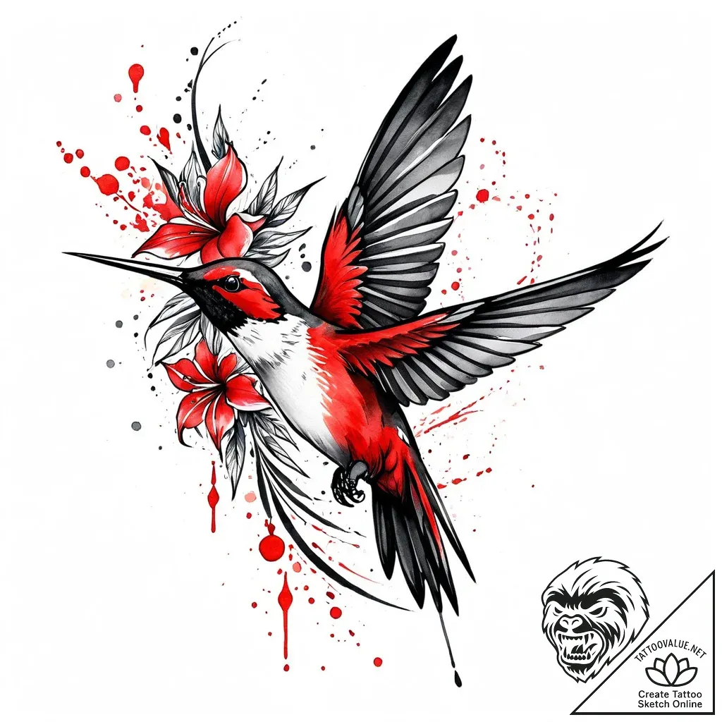 Tat tattoo sketch, fine feathered colibri fee... - style Jaeger Mini - tattoo sketch (14.11.2025 14:47)
