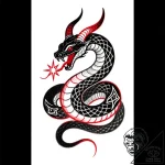 Horned serpent devouring starlight, tattoo dr… – style Flux Inscriptions – tattoo sketch (14.11.2025 15:27)