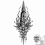 Etched key within obsidian spire, concept art… – style Jaeger Mini – tattoo sketch (14.11.2025 16:27)