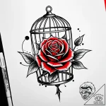Atomic rose in neon cage, tattoo sketch desig… – style Jaeger Simple – tattoo sketch (14.11.2025 16:57)