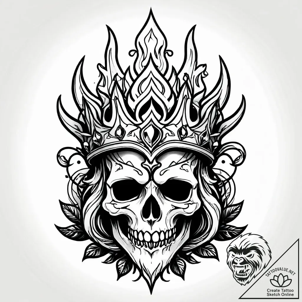Flaming helm crowned in ivy, tattoo flash she... - style Jagger Old - tattoo sketch (14.11.2025 17:17)