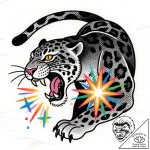 Jaguar relic devouring starlight, tattoo draw… – style Flux Inscriptions – tattoo sketch (14.11.2025 17:27)