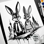 Tattoo sketch, nick and judy silhouette with… – style Jaeger Simple – tattoo sketch (14.11.2025 17:37)