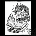 A powerful burning book with pages flying, kn… – style Flux Inscriptions – tattoo sketch (14.11.2025 18:07)
