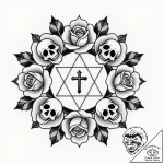 Tat tattoo sketch, floral mandala combining s… – style Flux Inscriptions – tattoo sketch (14.11.2025 18:47)