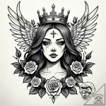 Ghost wings crowned in ivy, ink illustration… – style Jaeger Simple – tattoo sketch (14.11.2025 18:57)