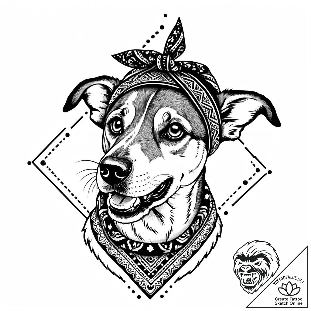 Tat tattoo sketch, retro style domestic dog w... - style Jaeger Mini - tattoo sketch (14.11.2025 19:08)
