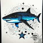 Whale shark whose spots are a glowing star ma… – style Jaeger Simple – tattoo sketch (14.11.2025 19:37)