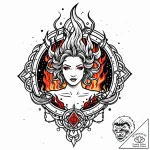 Nymph sigil beneath burning sky, tattoo sketc… – style Jaeger Mini – tattoo sketch (14.11.2025 19:47)
