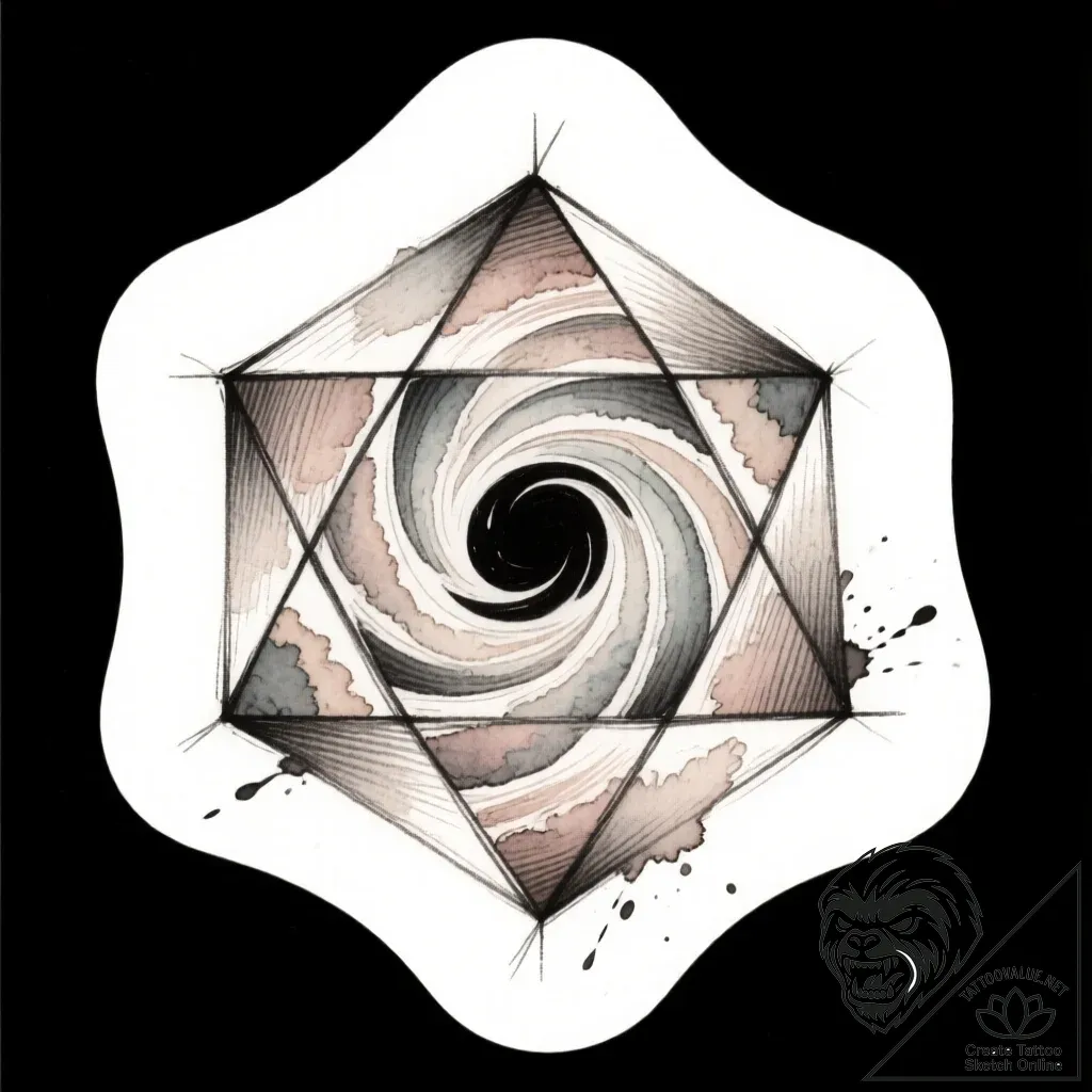 Dodecahedron (polyhedron) floating, with each... - style Flux Inscriptions - tattoo sketch (14.11.2025 20:07)