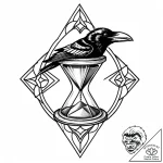 Bone raven perched on hourglass, tattoo sketc… – style Jaeger Mini – tattoo sketch (14.11.2025 20:26)