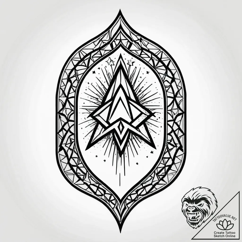 Burning arch beneath shattered stars, concept... - style Jagger Old - tattoo sketch (14.11.2025 21:16)