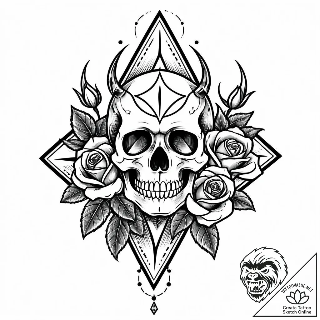 Arrowhead fused with crystal, tattoo drawing... - style Jaeger Mini - tattoo sketch (14.11.2025 21:47)