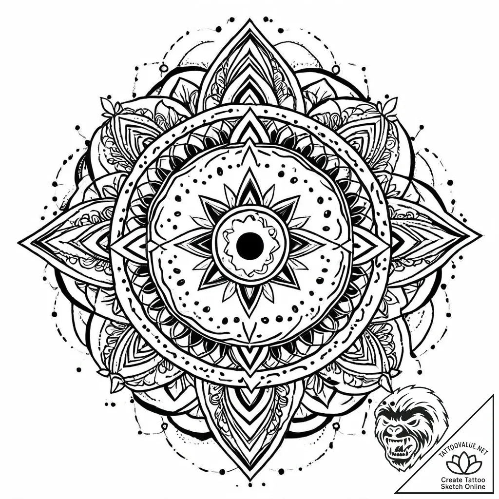 Donut, tattoo flash sheet design, on a clean... - style Jaeger Mini - tattoo sketch (14.11.2025 22:26)