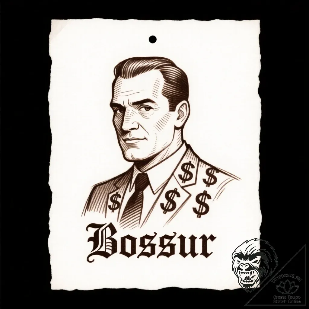 Tattoo sketch, boss baby silhouette with doll... - style Flux Inscriptions - tattoo sketch (14.11.2025 22:47)