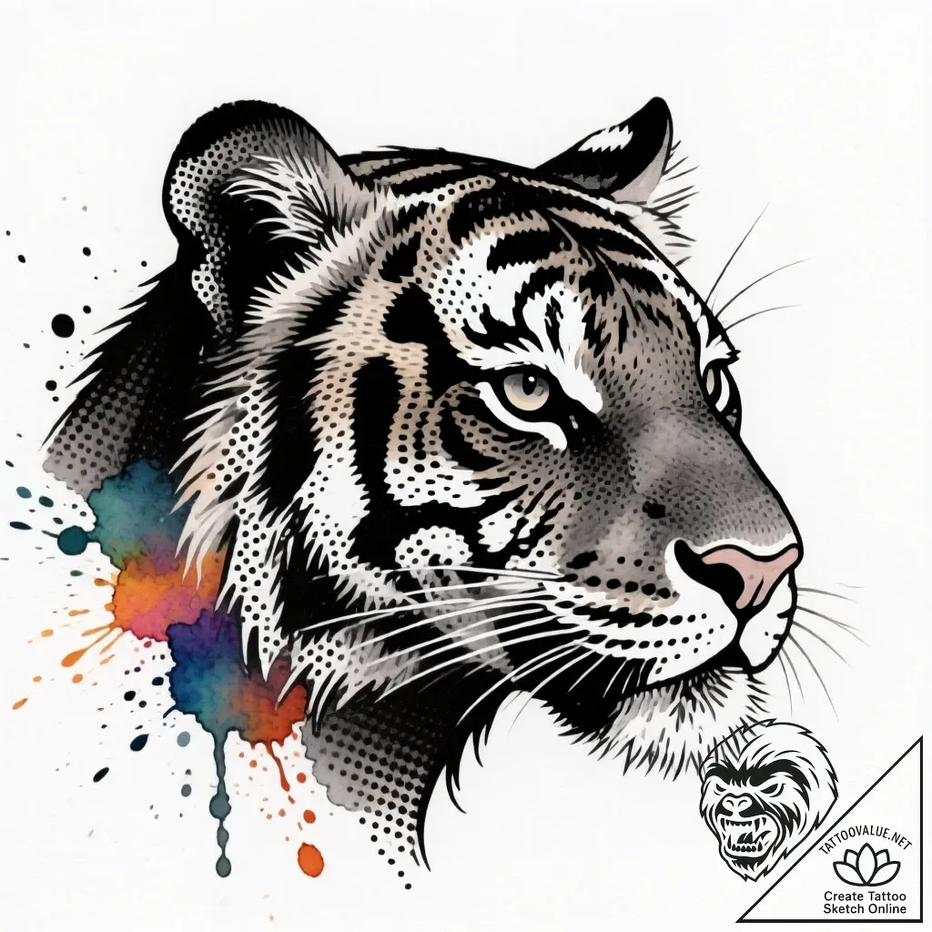 Tattoo sketch, wolf head rendered in dramatic... - style Flux Inscriptions - tattoo sketch (15.11.2025 00:07)