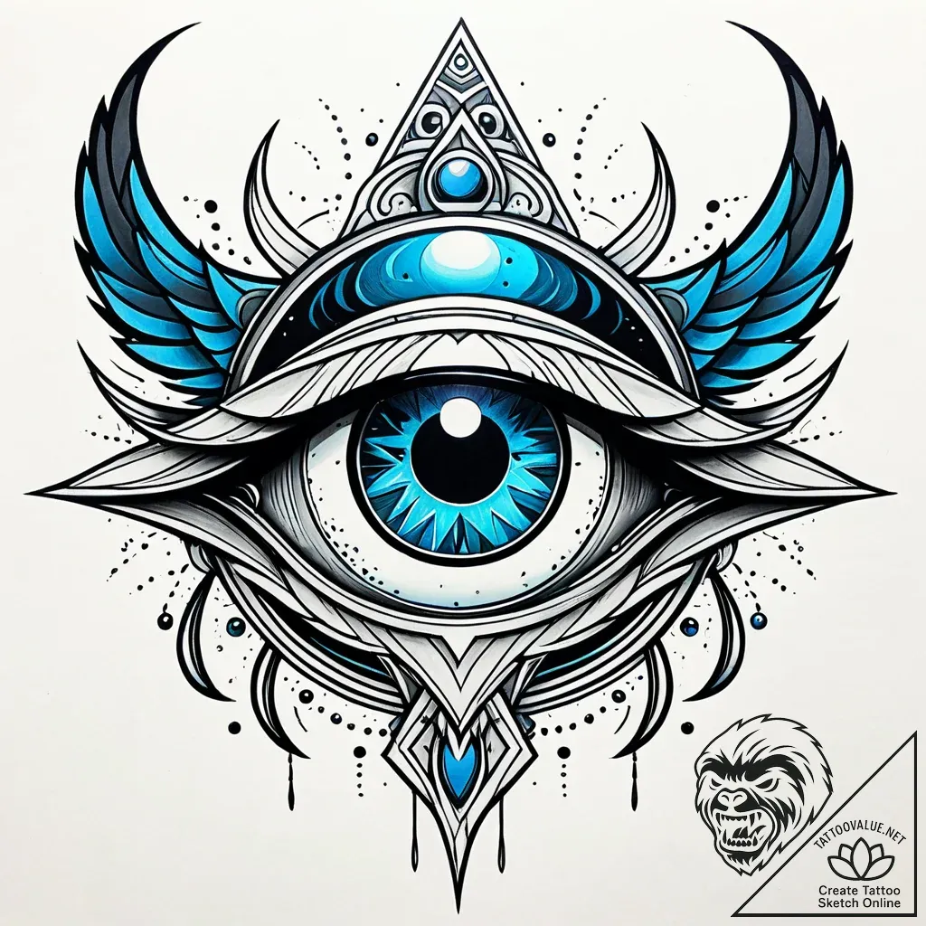 Raven eye reflecting twin moons, ink illustra... - style Jaeger Simple - tattoo sketch (15.11.2025 00:17)