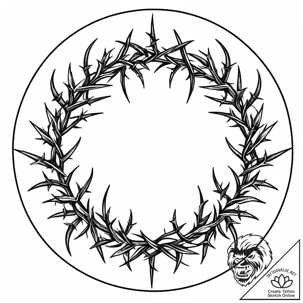 Black thorns curling into circle, tattoo draw... - style Jaeger Mini - tattoo sketch (15.11.2025 00:26)
