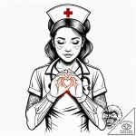 Tat tattoo sketch, nurse silhouette with glow… – style Jaeger Simple – tattoo sketch (15.11.2025 00:57)