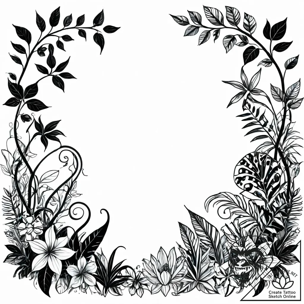 Tat tattoo sketch, dense jungle vines with br... - style Jagger Old - tattoo sketch (15.11.2025 01:17)