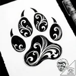 Tattoo sketch, max silhouette with paw prints… – style Flux Inscriptions – tattoo sketch (15.11.2025 01:27)