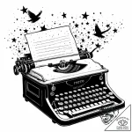 Tat tattoo sketch, typewriter with ink splatt… – style Jaeger Mini – tattoo sketch (15.11.2025 01:46)