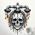 Dripping faucet with drops turning into tiny… – style Jaeger Simple – tattoo sketch (15.11.2025 02:17)