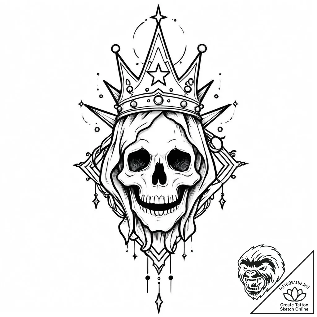 Ghost relic crowned in stars, tattoo sketch d... - style Jaeger Mini - tattoo sketch (15.11.2025 02:27)