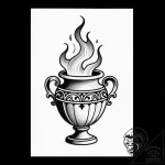 Urn with a ghost escaping from it, tattoo ske… – style Flux Inscriptions – tattoo sketch (15.11.2025 03:27)