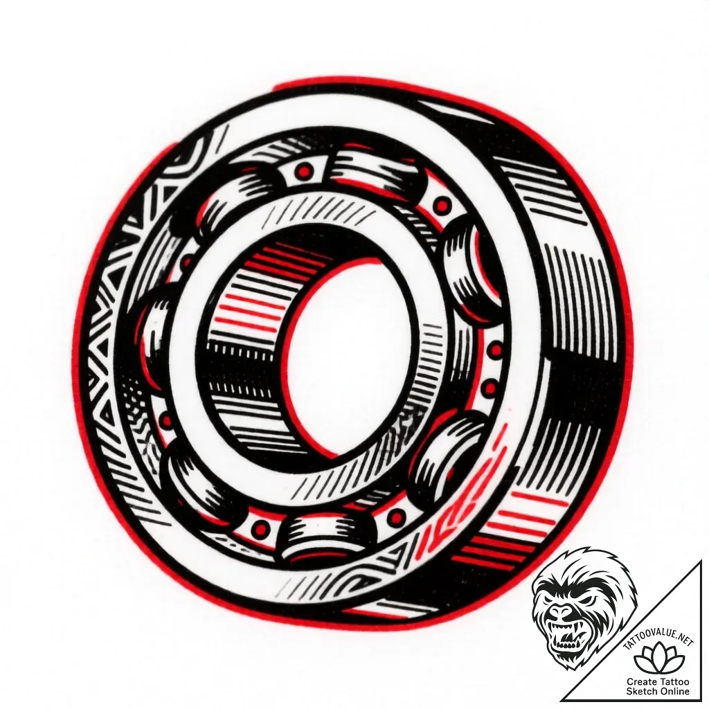 Bearing (ball or roller), symbolizing smooth... - style Flux Inscriptions - tattoo sketch (15.11.2025 04:07)
