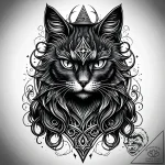 Tattoo sketch, mysterious black cat with pier… – style Jaeger Simple – tattoo sketch (15.11.2025 04:17)