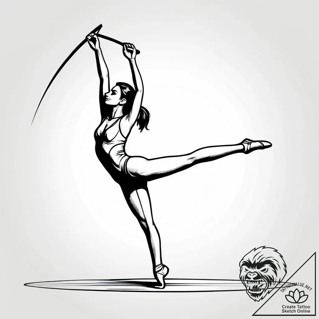 A detailed balance beam in gym, challenging,,... - style Jagger Old - tattoo sketch (15.11.2025 05:16)