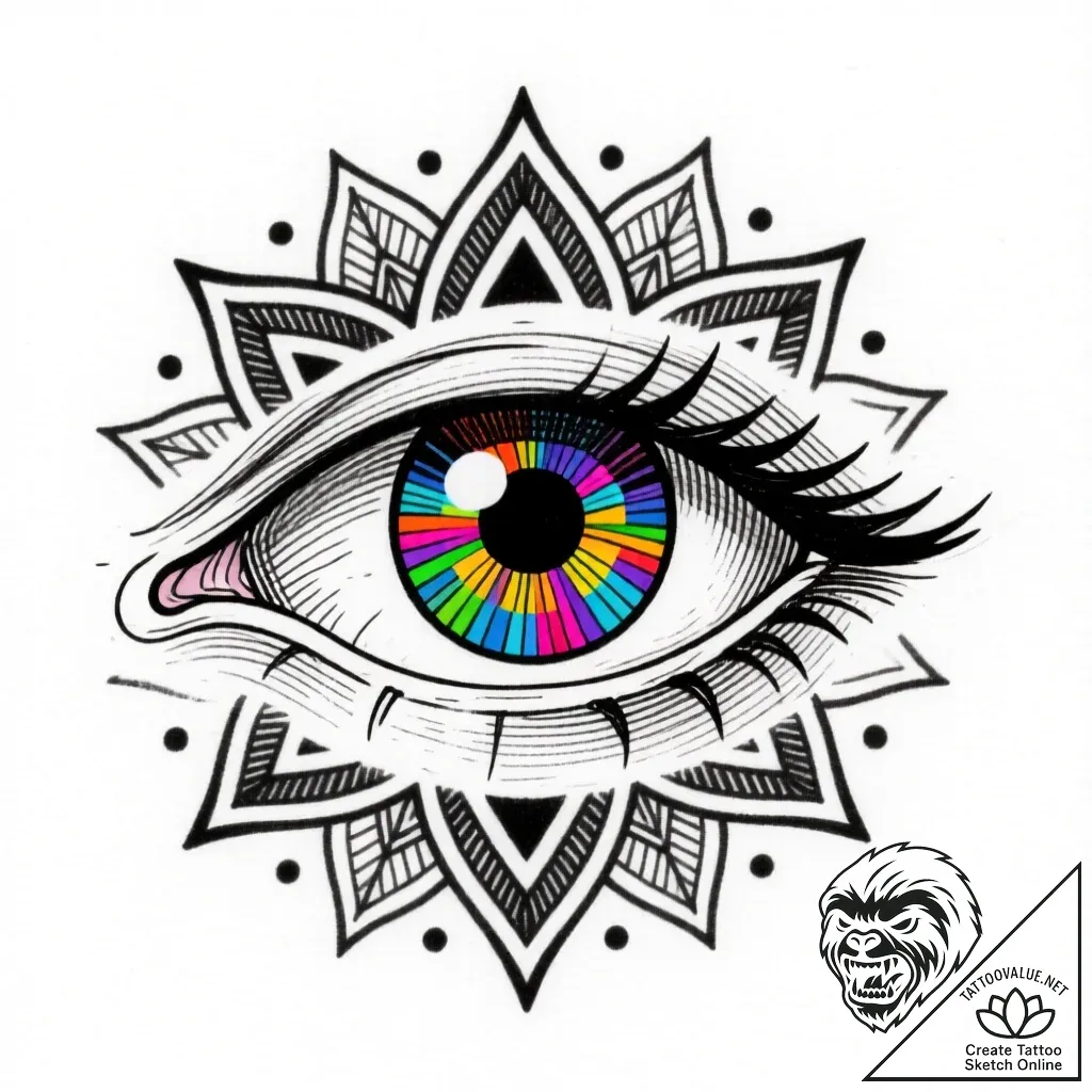 Sewer grate with a single, monstrous eye peer... - style Flux Inscriptions - tattoo sketch (15.11.2025 05:27)