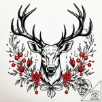 Antlers entwined with baby’s breath and tiny,… – style Jaeger Simple – tattoo sketch (15.11.2025 05:37)