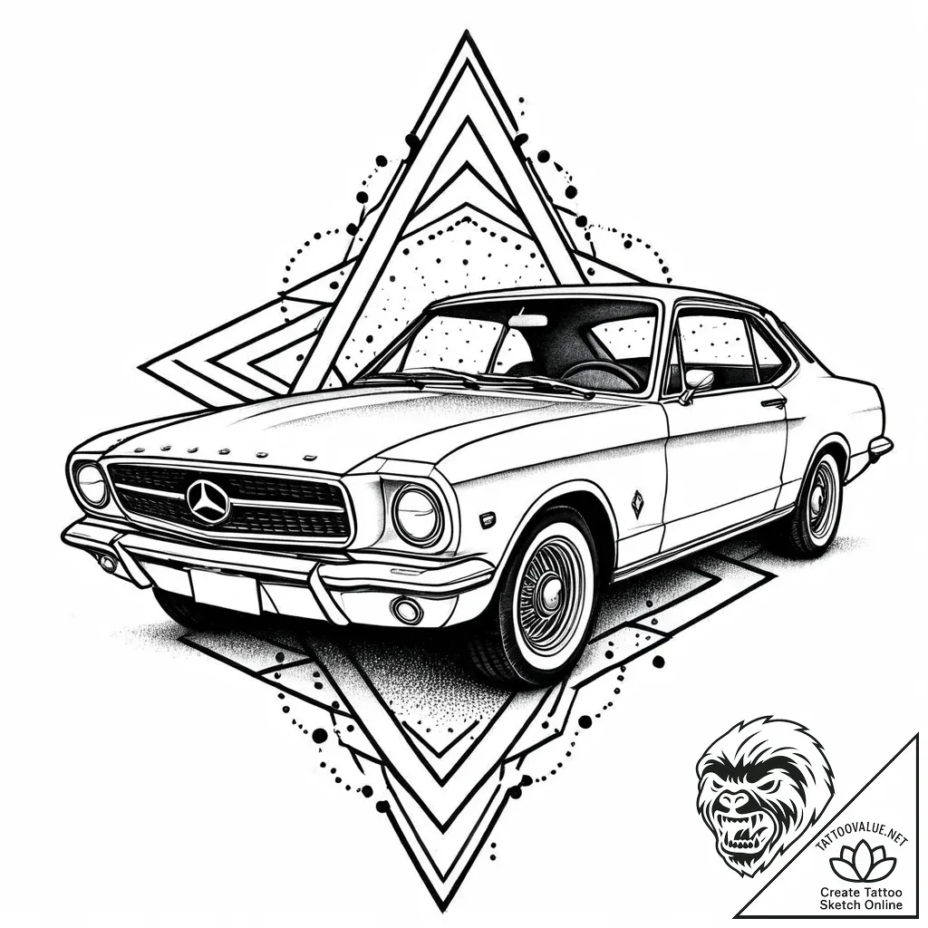 Car, artistic tattoo sketch, dotwork tattoo s... - style Jaeger Mini - tattoo sketch (15.11.2025 05:46)