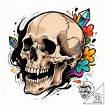 Crystal skull floating in void, artistic tatt… – style Flux Inscriptions – tattoo sketch (15.11.2025 06:07)