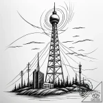 Radio tower broadcasting visible waves of sta… – style Jaeger Simple – tattoo sketch (15.11.2025 06:57)