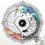 Yin-yang symbol made of a sleeping wolf and a… – style Jaeger Mini – tattoo sketch (15.11.2025 07:06)