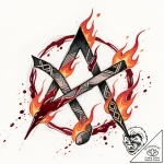 Blood rune burning through stone, tattoo line… – style Flux Inscriptions – tattoo sketch (15.11.2025 08:07)