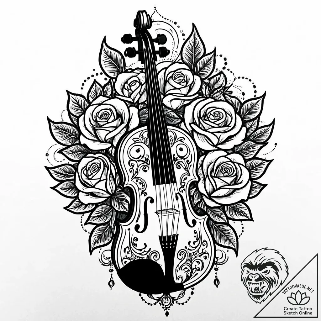 Violin, tattoo sketch design, highly detailed... - style Jaeger Mini - tattoo sketch (15.11.2025 08:26)