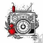 Radio tuning dial, vintage style, tattoo line… – style Jaeger Mini – tattoo sketch (15.11.2025 09:07)