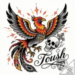 Tattoo sketch, phoenix rising from ashes with… – style Flux Inscriptions – tattoo sketch (15.11.2025 09:27)
