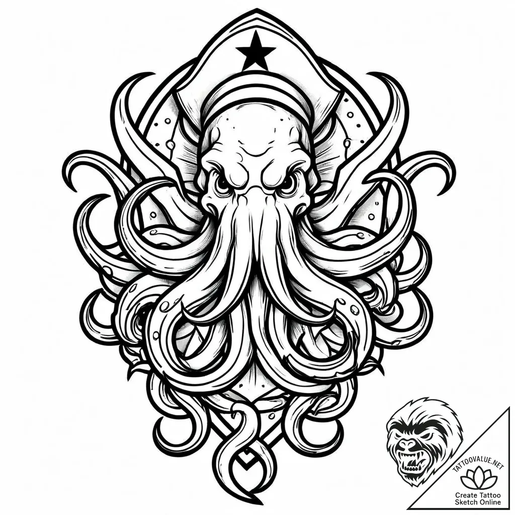 Cthulhu, tattoo flash sheet design, black out... - style Jaeger Mini - tattoo sketch (15.11.2025 09:47)