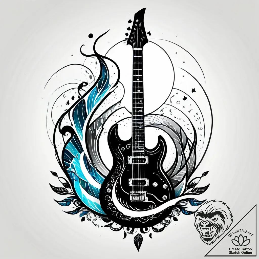 Tat tattoo sketch, electric guitar intertwine... - style Jagger Old - tattoo sketch (15.11.2025 09:56)